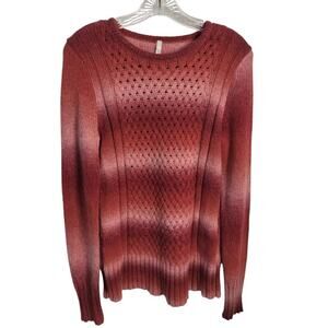 3155)Leo & Nicole Wool Blend Pullover Knitted Ombre Red Stripe Sweater  Medium